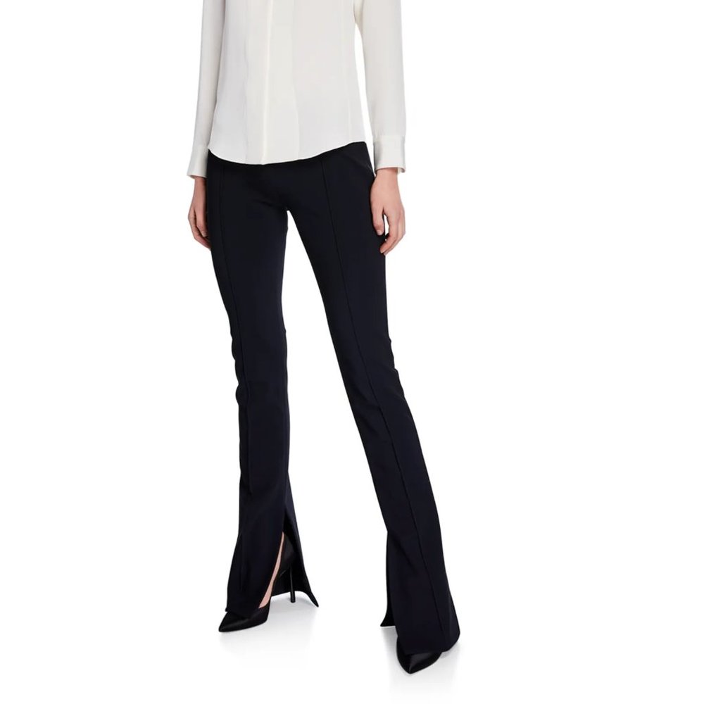 NWT Adam Lippes Neoprene Flare-Leg Black Pants Size XS High Rise